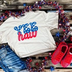 Zutter New Beige "Yee Haw" Graphic Tee Crop Top