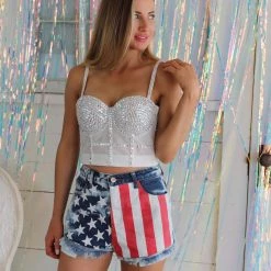 Bibi New Bleached American Flag Shorts