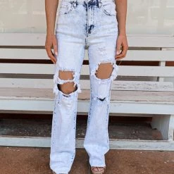 Risen Acid Light Wash High Rise Jeans