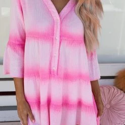 Cezele Karter Pink Tie Dye Dress Apparel