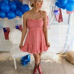 Baevely Raegan Red Gingham Dress