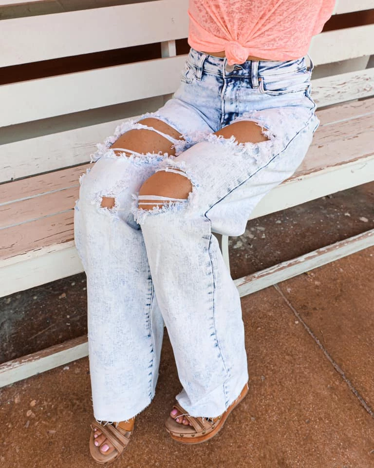 Risen Acid Light Wash High Rise Jeans