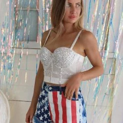 Bibi New Bleached American Flag Shorts