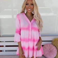 Cezele Karter Pink Tie Dye Dress Apparel