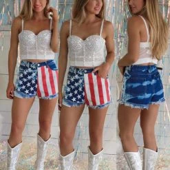 Bibi New Bleached American Flag Shorts