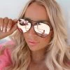 TOP FOXX Megan Black Rimmed Rose Gold Sunnies