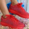 Berness Red Rhinestone Tennis Shoes