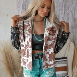 Blue Buttercup New Bristol Cow Print And Tie-Dye Jacket