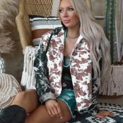 Blue Buttercup New Bristol Cow Print And Tie-Dye Jacket
