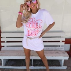 XYNC One Size White "Yee Haw" T-Shirt Dress New