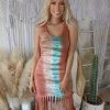 Blue Buttercup Mocha Tie Dye Fringe Dress