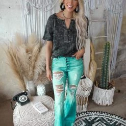 Bibi Black Charcoal Washed Thermal Top