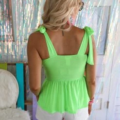 Bibi New Lillie Neon Lime Peplum Tank