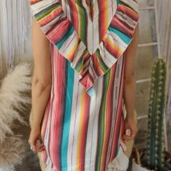 Fashion Express Tarrah Serape Ruffle Dress