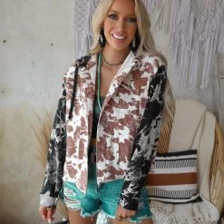 Blue Buttercup New Bristol Cow Print And Tie-Dye Jacket