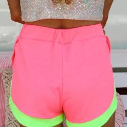 Bibi Neon Pink Colorblock Shorts