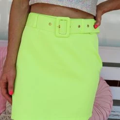 Venti 6 Chandler Neon Lime Belted Skirt New