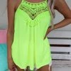 Bibi Neon Green Crochet Front Tank Top New