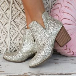 Not Rated Fiera Gold Glitter Booties New
