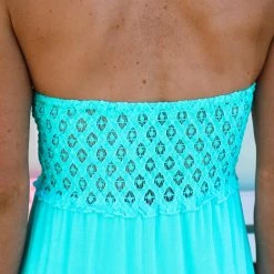 Sweet Lovely New Harper Aqua Crochet Lace Maxi Dress