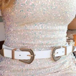 The Lace Cactus White Double Buckle Belt New