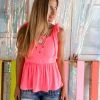 Bi Bi Naomi Neon Pink Peplum Tank