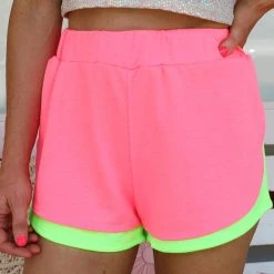 Bibi Neon Pink Colorblock Shorts