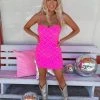 Hot + Delicious New Hot Pink Rhinestone Mini Dress