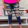The Lace Cactus Felicity Plus Size Distressed Dark Denim Skinny Jeans