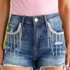 Risen Dezzi Dark Wash Rhinestone Shorts New