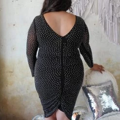 Symphony *PLUS* Black Silver Rhinestone Midi Dress