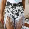 Blue Buttercup Black And White Cow Print Shorts With Fringe New