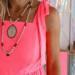 Bi Bi Naomi Neon Pink Peplum Tank