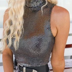 Blue Buttercup Brookline Black Sequin Bodysuit New