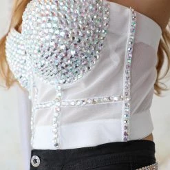 Kiwi Sylvia Silver Rhinestone Bustier Top