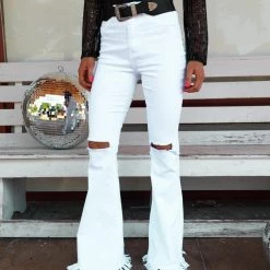 JC + JQ Windy White Flare Jeans New