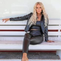 Blue B Whiskey Bent Faux Leather Fringe Jacket New