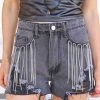 Blue B Baytown Black Distressed Shorts With Rhinestone Fringe Pockets New