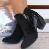 Black And Boujee Very G Black Glitter Fringe Booties