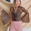 Love Song Bianca Brown Leopard Semi-Sheer Top