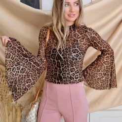 Love Song Bianca Brown Leopard Semi-Sheer Top