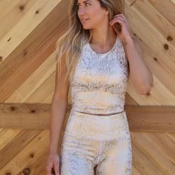 Mono B Apparel Gold Snake Print Racer Back Active Wear Set