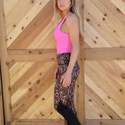The Lace Cactus Leopard Mesh Panel Active Leggings Apparel