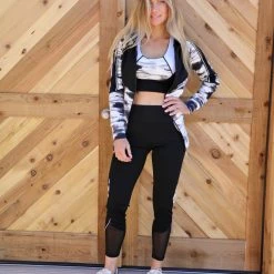 Yitong Apparel Black Tie-dye Color Block 3-Piece Active Wear Set