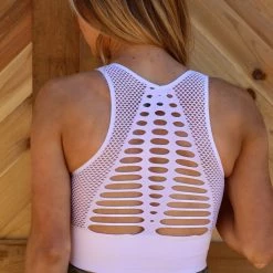 Mono B White Cross Cut Back Seamless Sports Bra Apparel