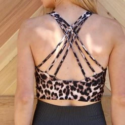 Rae Mode Apparel Leopard Criss Cross Back Sports Bra