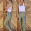 Mono B Olive Leopard Metallic Leggings Apparel