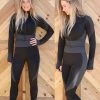 Itssy Apparel Black Honeycomb Textured Active Wear Set