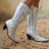 Helen's Hearts White Bridal Sequin Boots