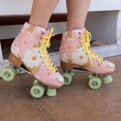 Cosmic Skates Pink Floral Roller Skates Spring Brunch Collection